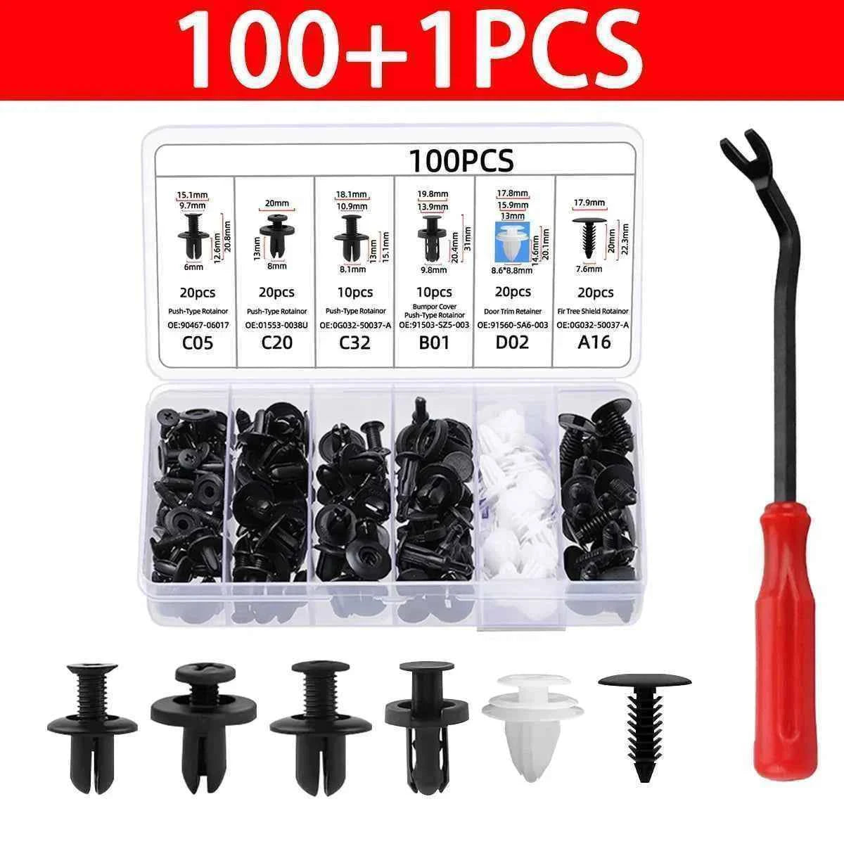 100PCS Automotive Fastener Clip Car Plastic Rivets Fasteners Push Retainer Kit Bumper Door Decorative Panel Retainer Clips