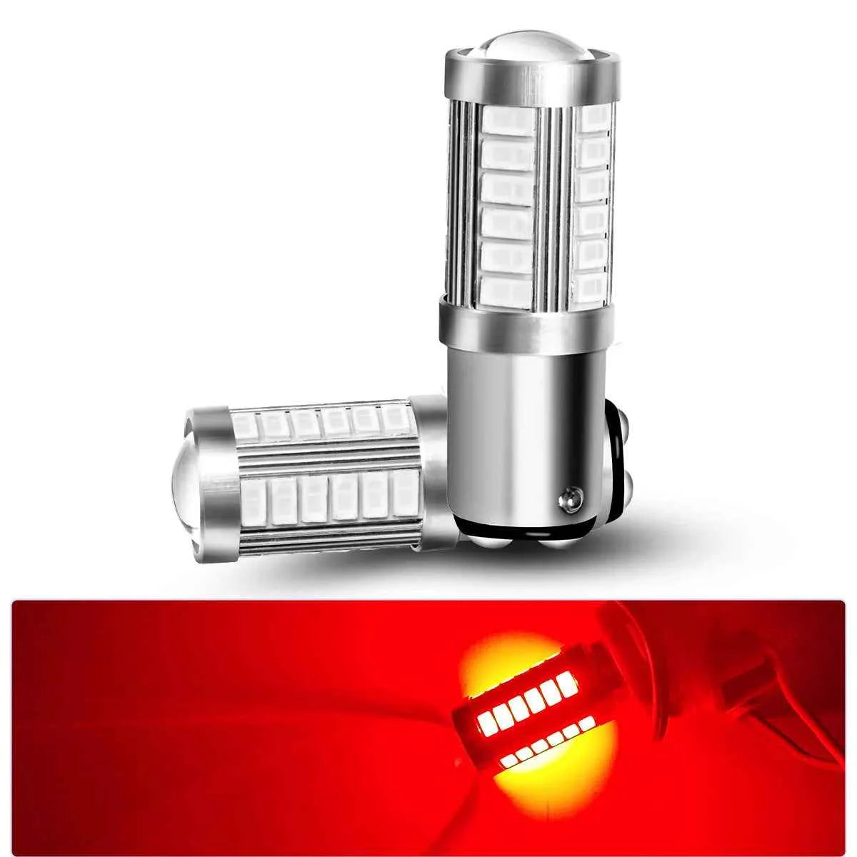 2pcs PY21W P21 5W 1156 Ba15s 1157 Bay15d 33 SMD Led Car Flash Brake Bulbs Lights Reverse Parking Lamps