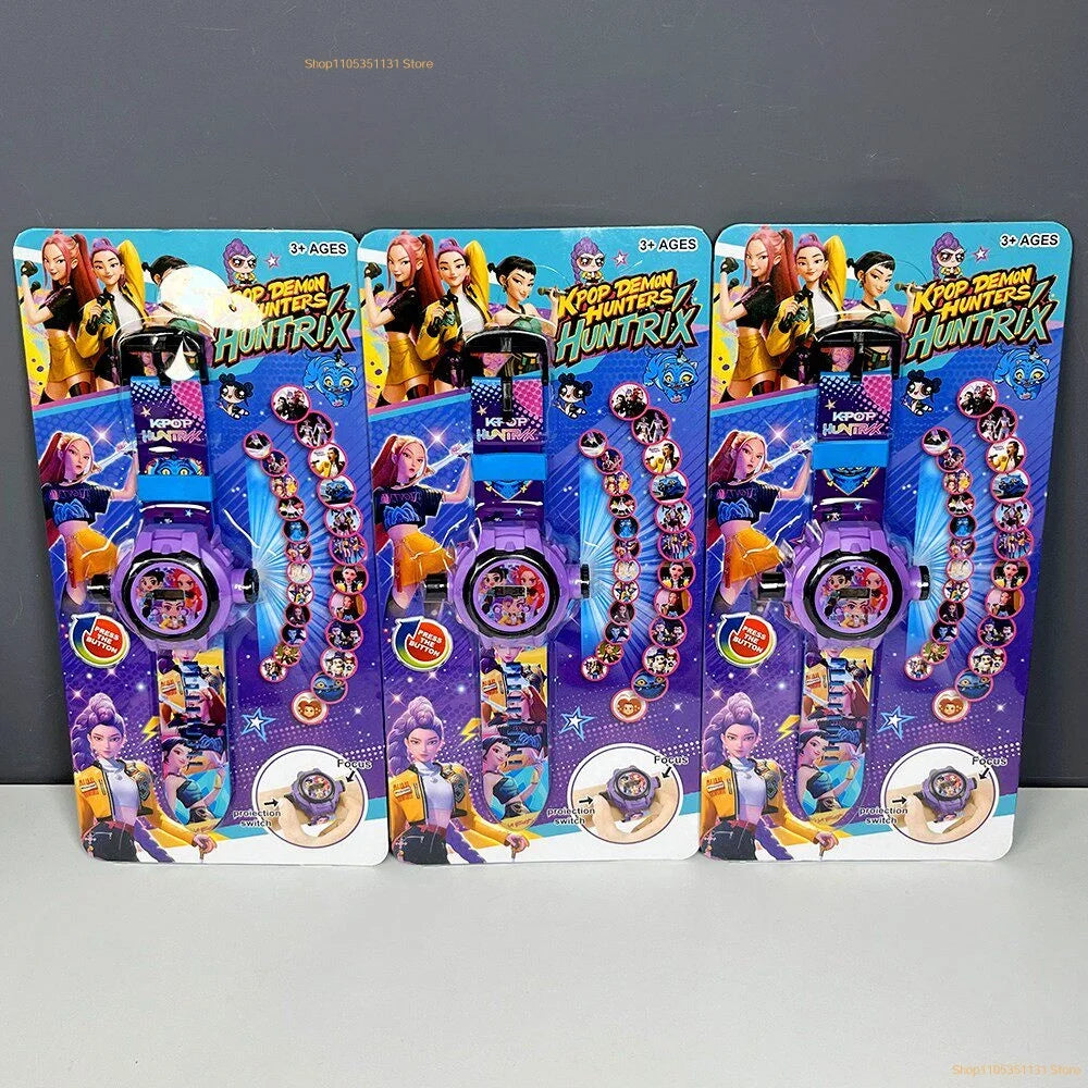 Kids Projection Watch 24 Images Cartoon Digital Electronic Wristwatch Multifunctional Toy Watch for Fans Birthday Party Favors