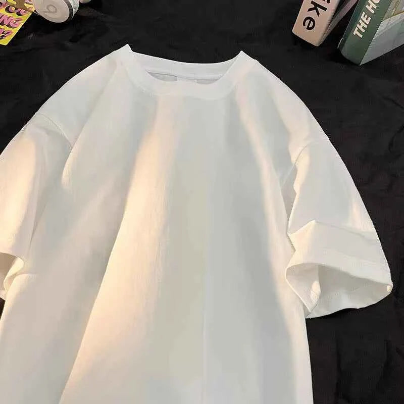 Summer 100% Pure Cotton Men's and Women's Casual Sports Loose Soft Short-sleeved O-neck Comfortable and Breathable T-shirt
