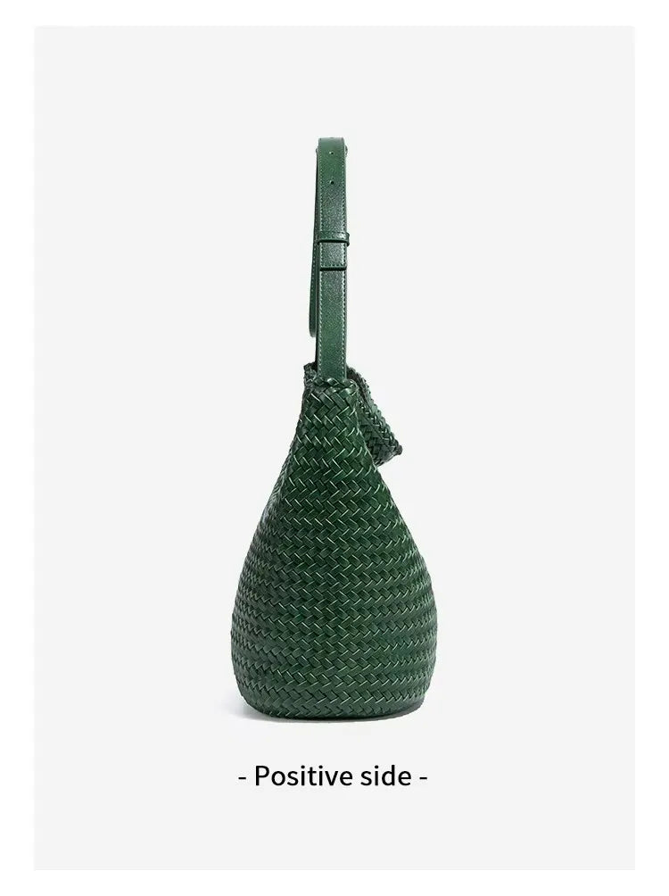 Luxury Woman Handbag New High End Hand-Woven Genuine Leather Women's Bag Large Capacity Shoulder Tote Bag Underarm Bag Bucket Ba