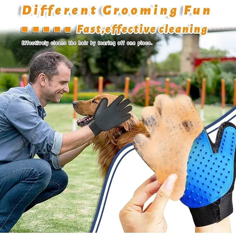2-in-1 Pet Grooming Brush and Bath Cleaning Glove