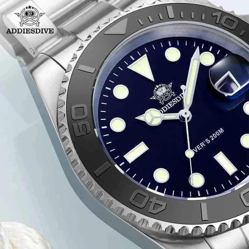 ADDIESDIVE New Luxury Men's Watch Stainless Steel BGW9 Super Luminous Quartz Men's Watch Diver 200m Men Analog Watches MY-H3C