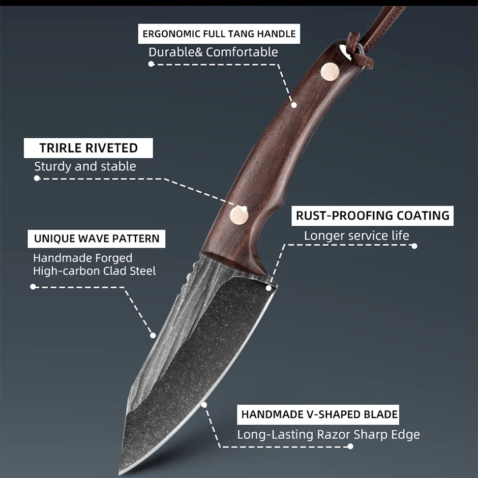 Handmade Forged Knife 4inch High Carbon Steel Mongolia Paring Knife Boning Knifes  Meat Cleaver Butcher Knife Chef Knife