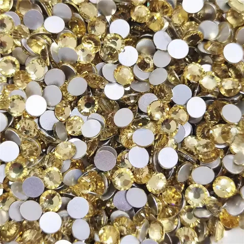 SS3-ss30 yellow crystal flat bottom full diamond strip with nail sticker, DIY clothing fabric sparkling accessories
