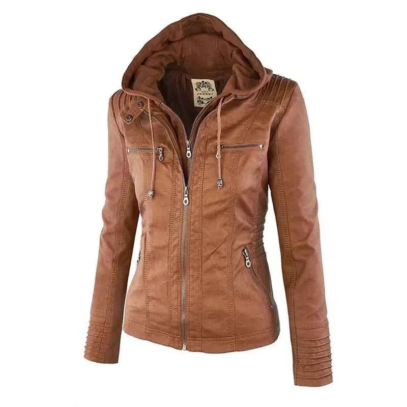 Gothic Faux Leather Jacket Women Coat 2025 Hoodies Winter Autumn Motorcycle Jacket Black Outerwear Leather PU Basic Jacket Coat