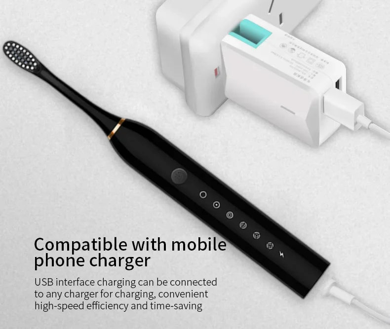Electric Toothbrush Soft Bristles 6 Speed Automatic for Adults & Kids  Universal Smart Charging  All Ages Compatible