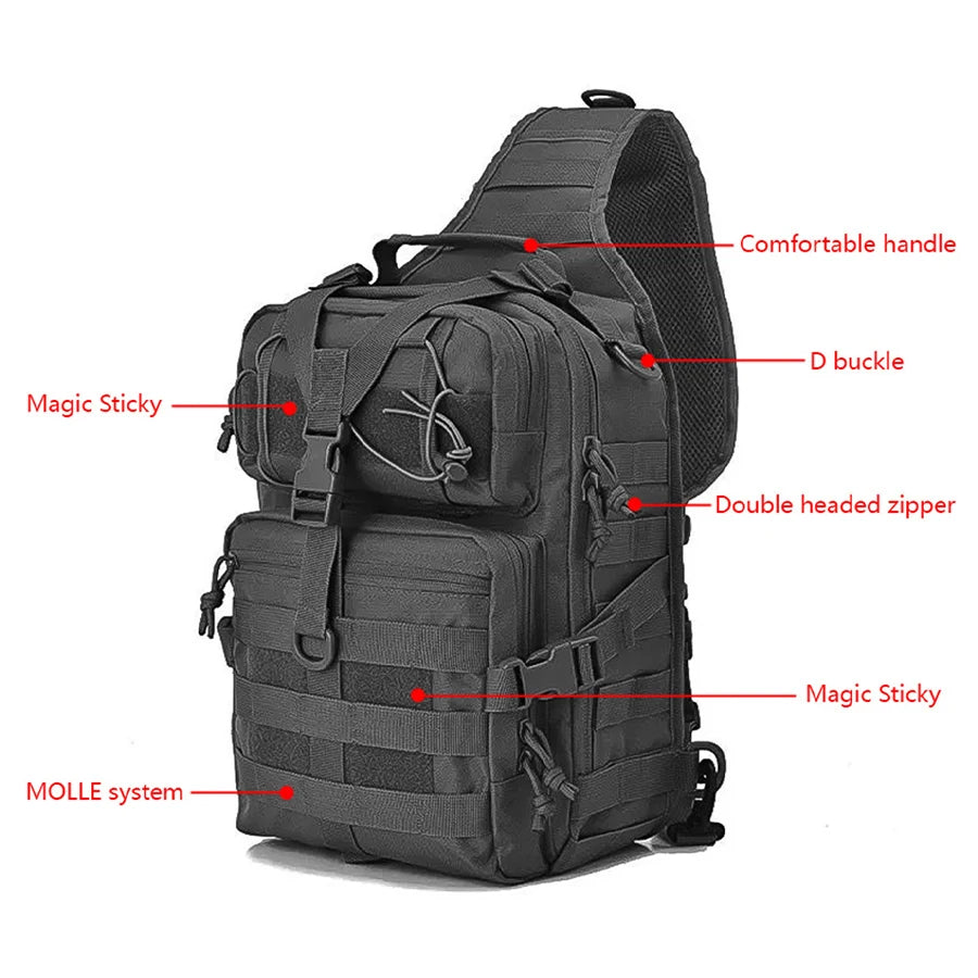 Tactical Military Sling Backpack Small Sling Rover Shoulder Bag Molle Outdoor Camping Daypack Backpack With Adjustable Strap