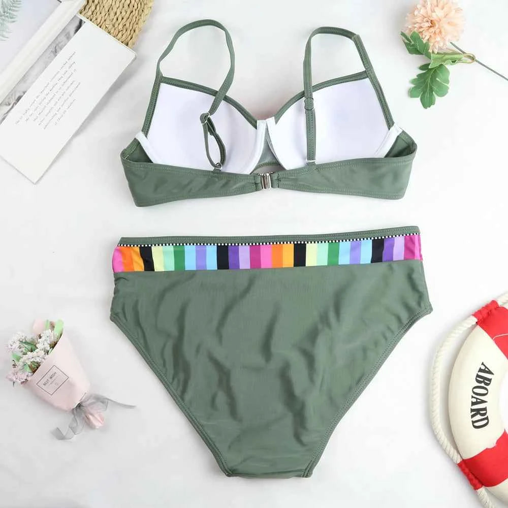 CPUTAN Vintage Bikini Set Push Up Biquini 2024 Two Piece Swimwear Women's Swimsuit Plus Size Brazilian Bathing Suit Beachwear