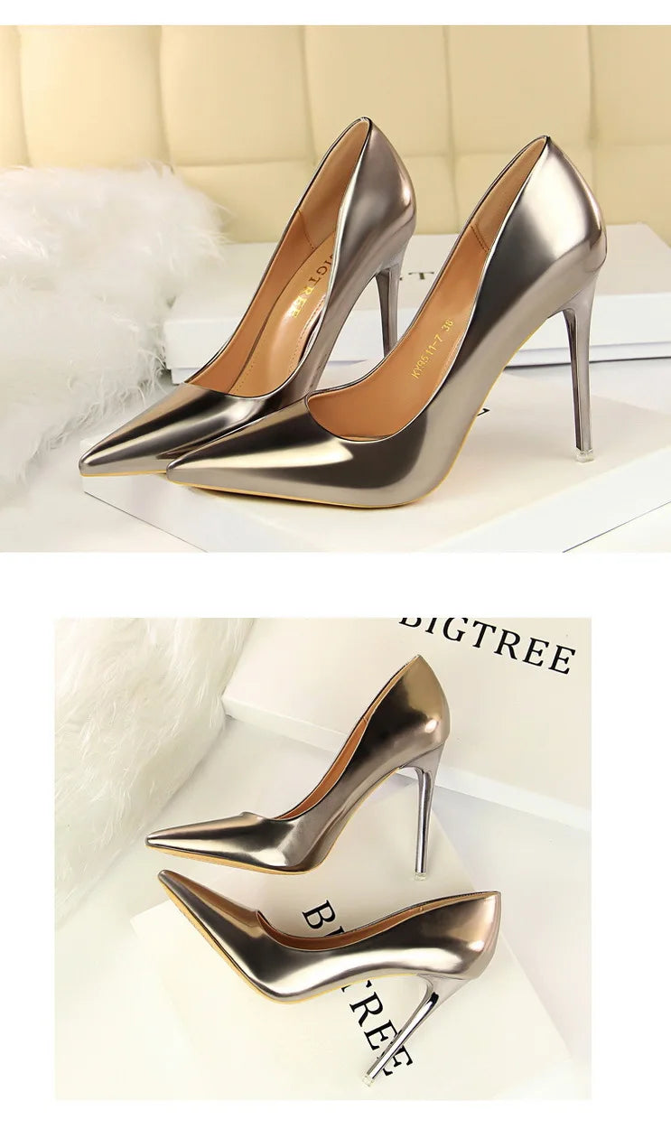 BIGTREE Shoes Classic Pumps Patent Leather Women Pumps Fashion Women Wedding Shoes High Heels Stiletto 10.5 Cm 7.5 Cm Lady Shoes