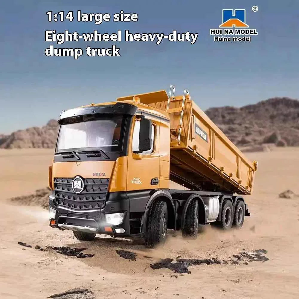 HUINA 1536 2.4G 1/14 15CH RC Metal Dump Truck Toy Die-cast Remote Control Construction Rc Truck for Boy Children Toys Xmas Gifts
