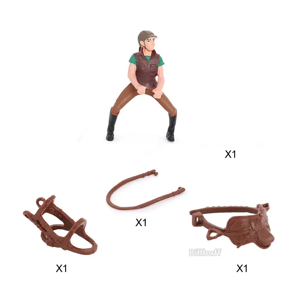 DIY Horse Race Model Horseman Farm Animal Figurines Action Ma Chang takes a shower Emulation Toys for Children Christmas Gift
