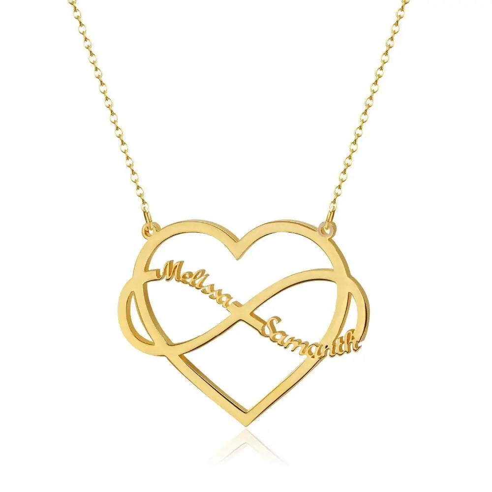 Infinite Symbol Personalized Necklace Name Heart Custom Chain Family Gift For Women Men Couple Friend Stainless Steel Jewelry