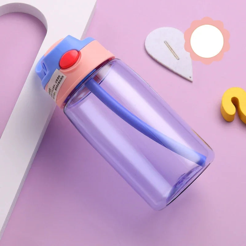 480ml Water Bottle with Straw Kids Girls Portable Travel Bottles Cup Gym Sports Fitness Summer Cold Water Juice Drinking Bottle