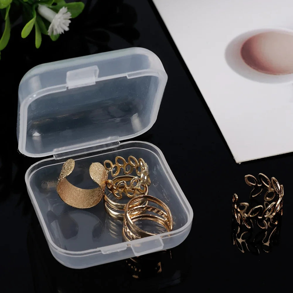 6PCS Mini Storage Box Transparent Square Plastic Box Earrings Jewelry Packaging Storage Small Square Box Jewelry Organizer