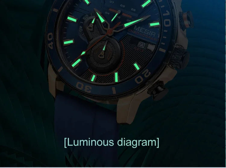 MEGIR Men Wristwatch Fashion Casual Quartz Date Watches Luxury Male Clock Chronograph Multifunctional 30M Waterproof Sport