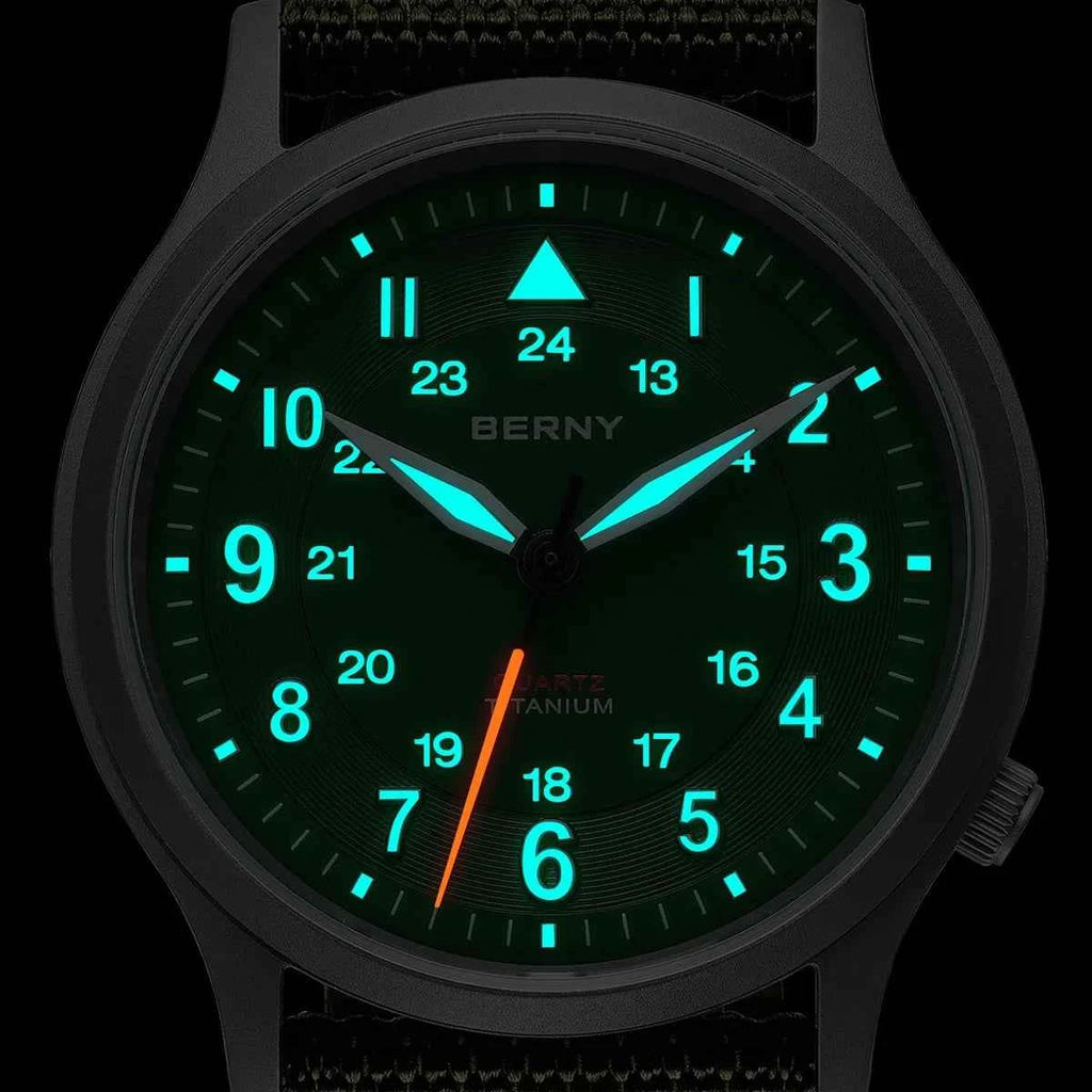 BERNY Titanium Watches for Men Super Luminous Sapphire Field Men's Watch Outdoor Quartz Wristwatch Lightweight 5ATM
