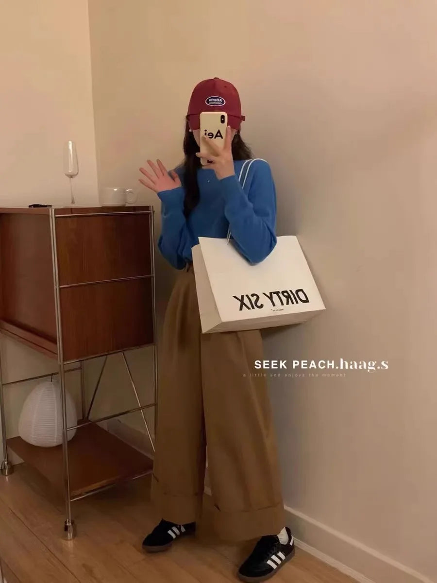 100% pure cashmere sweater women's round neck pullover long sleeve sweater loose short soft waxy knit bottom sweater
