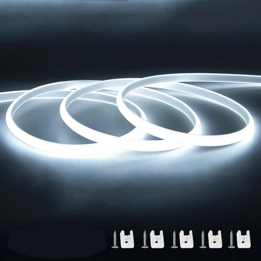 110V 220V Cob LED Strip Light Super Bright Waterproof with EU US Power Supply Switch 288 LEDS/m Warm/Neutral/White Outdoor Decor