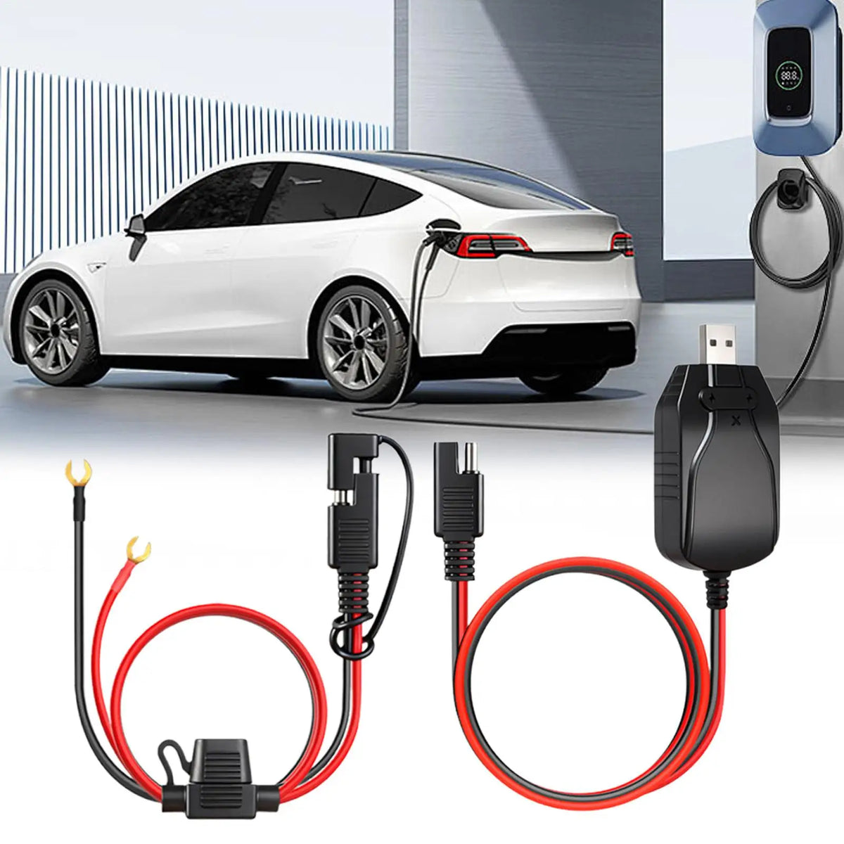 12V Motorcycle Battery USB Charger Maintainer For Vehicles