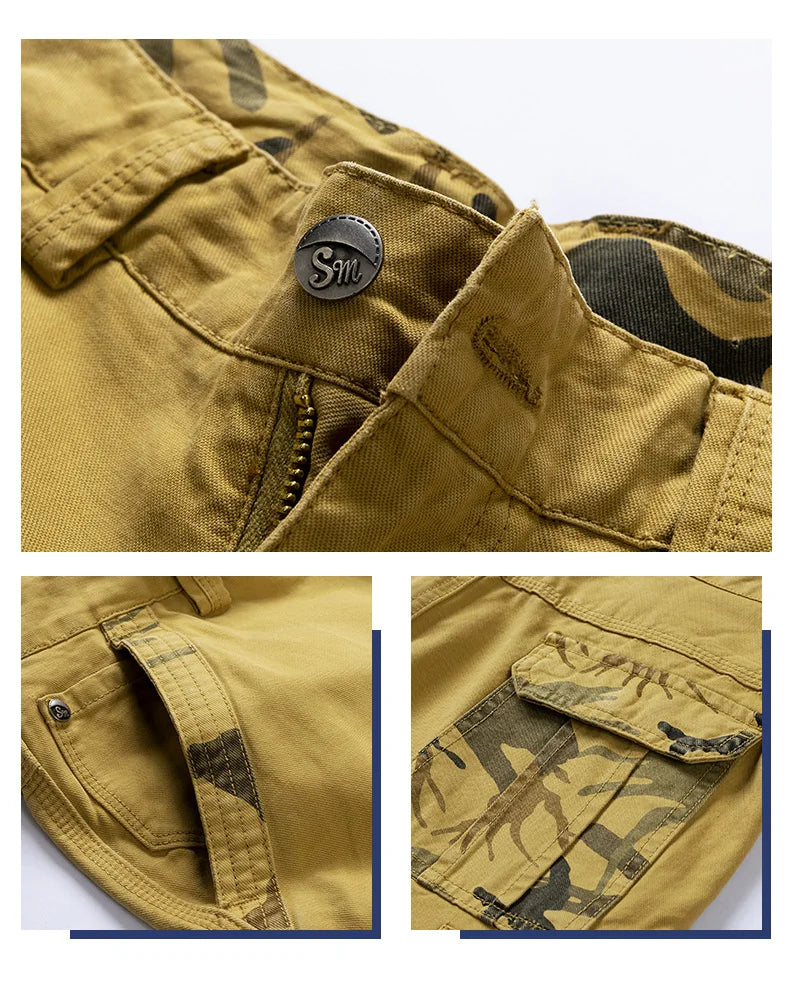 Summer New Tooling Shorts for Men American Style Trendy Loose Cargo Shorts Casual All-match Straight Cotton Short Pants