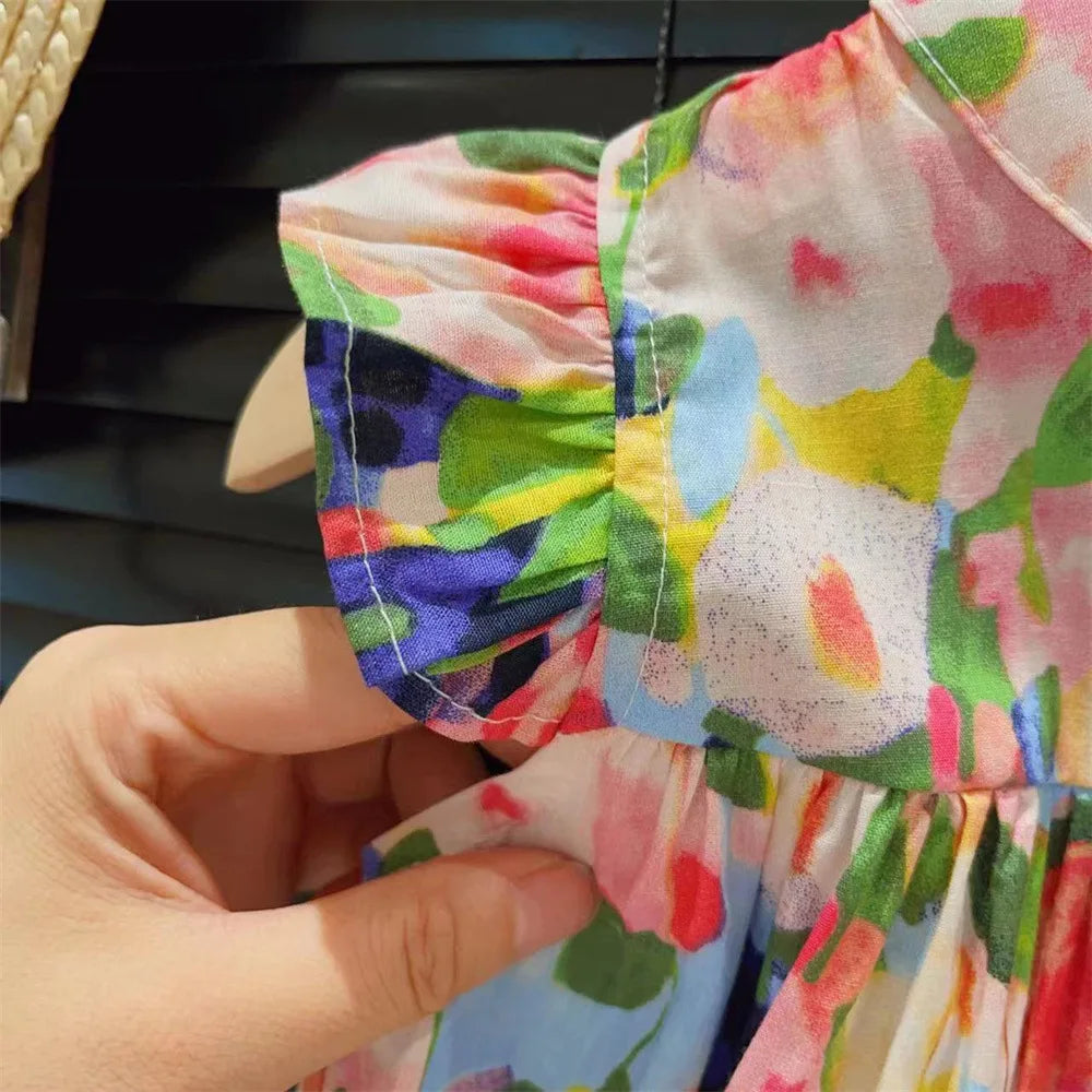 2026 Summer Baby Girls Beach Dresses Summer Soft Breathable Kids Girls Clothing Children Holiday A-Line Dress Vestidos