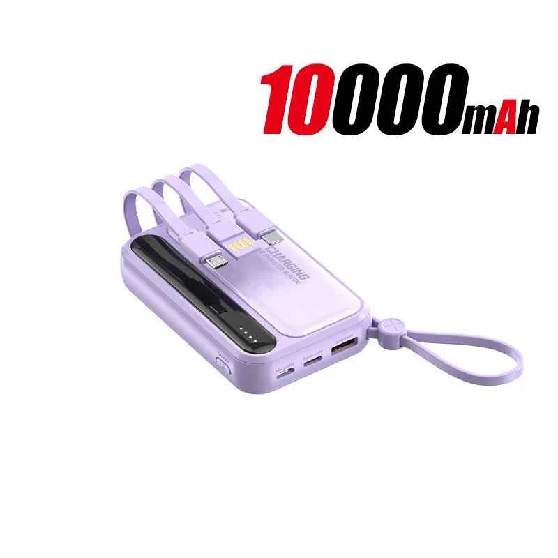 Lenovo 120W 500000mAh Power Bank Large Capacity 4 In1 Cables Intelligent Digital Display Light Portable Powerbank For iPhone New
