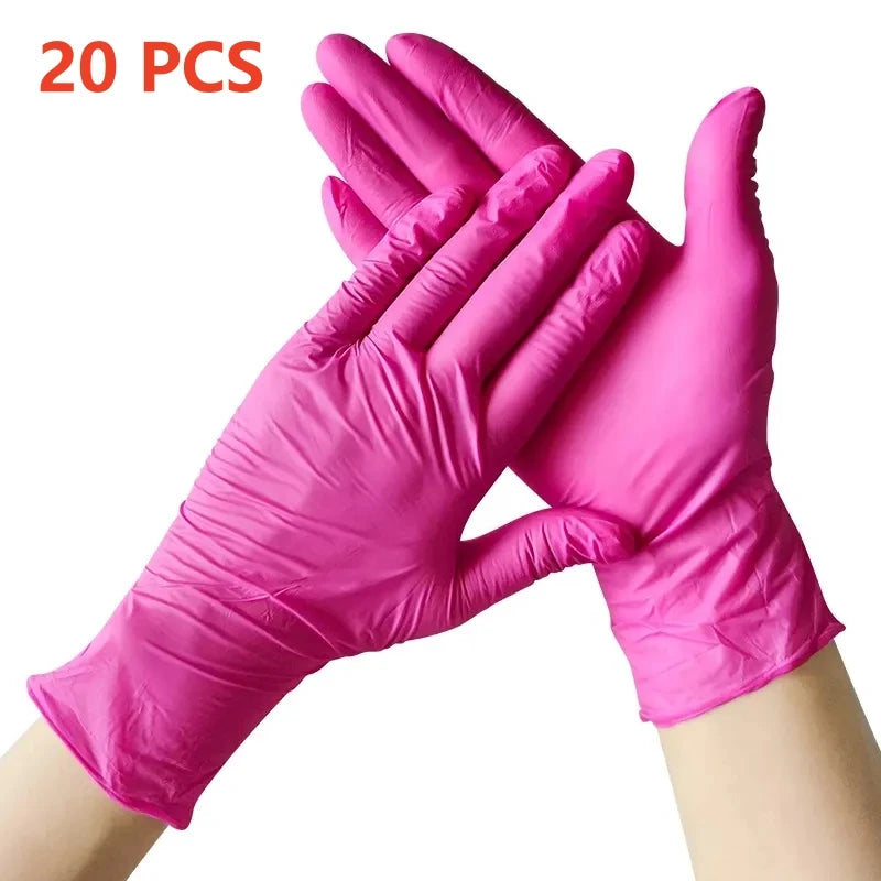 Rose Red 20PCS Color Fuchsia Nitrile Disposable Gloves – Powder & Latex Free