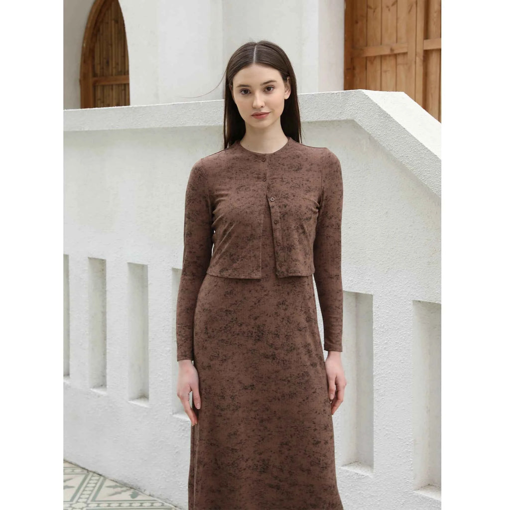 AP SS2025 New Women Dress Rib Tie Dye Cardigan and Dress Cotton Soft