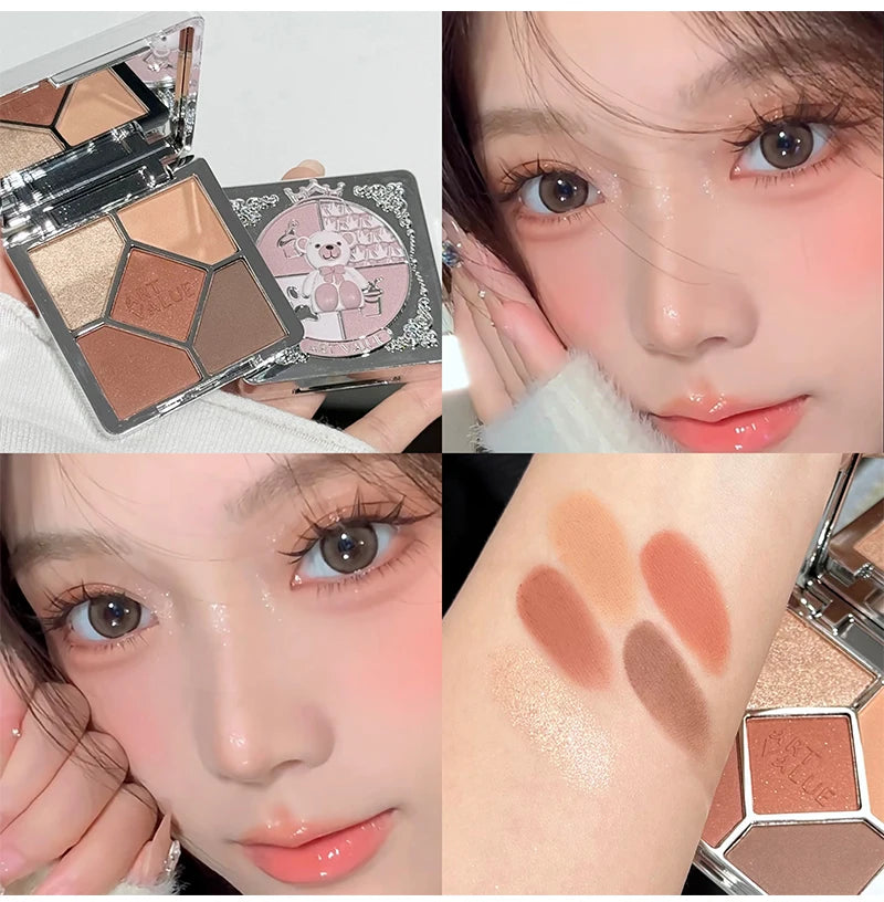 5 Colors Eyeshadow Palette Purple Glitter Pearlescent Matte Eye Shadow Shimmer Makeup Long Lasting Women Beauty Eye Cosmetics