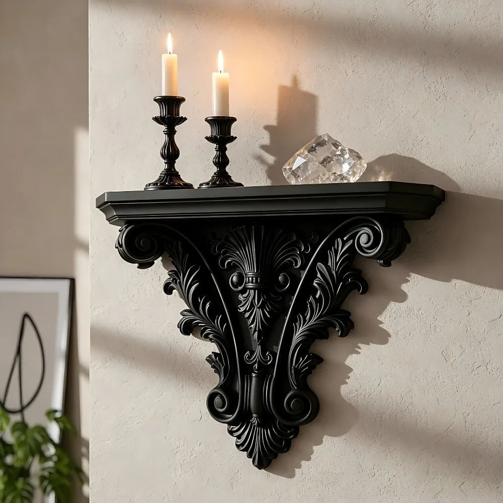 Durable 3D Printing Floating Shelf Unique Carving Gothic Wall Decor Decorative Retro Wall Mounted Shelves Goth Home Decor