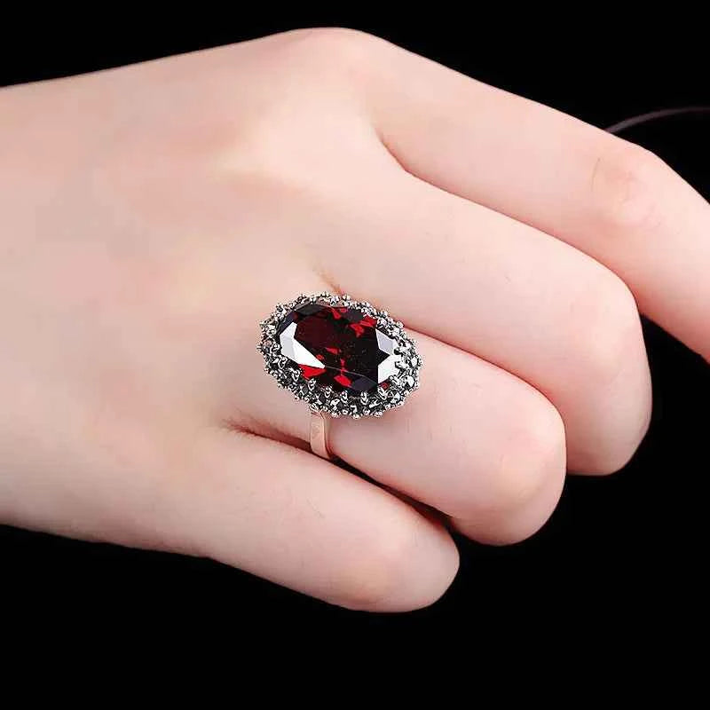 BOCAI S925 pure silver ornaments Thailand Thai silver technology claw with ms garnet ring Woman's silver ring