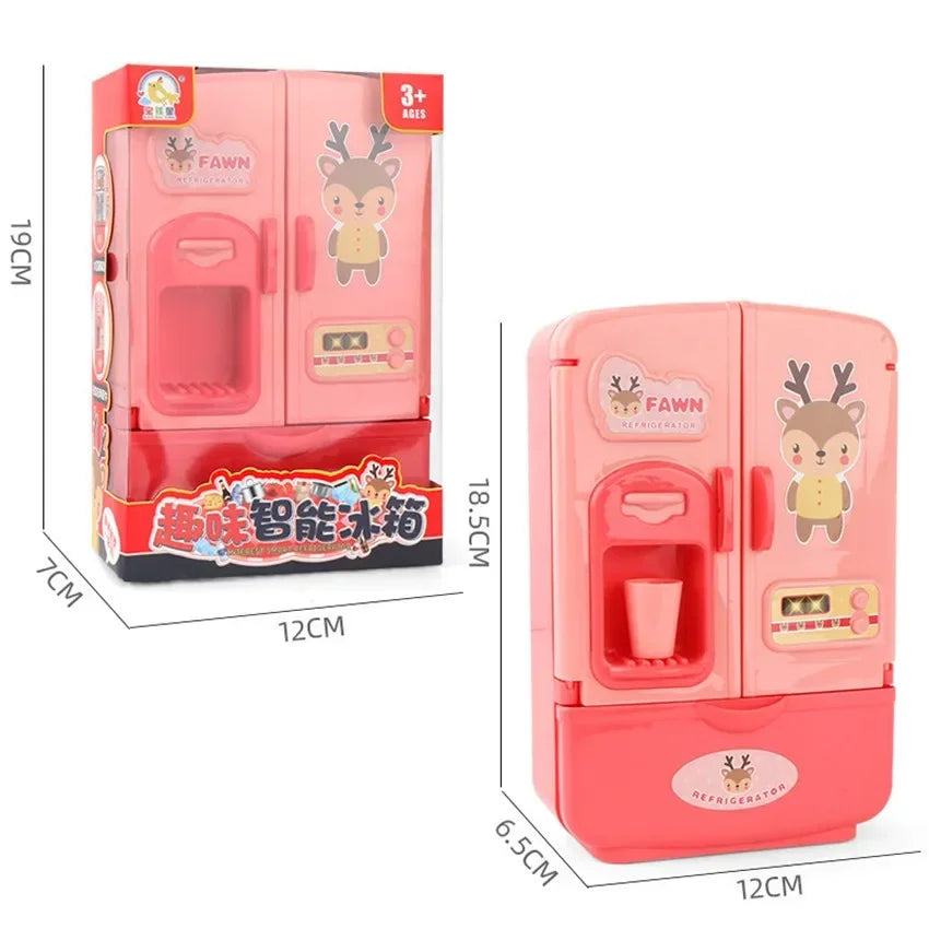 Kids Toy Fridge Mini Double Door Refrigerator Baby Toys Furniture Simulation Pretend Play Kitchen Toys Accessories Role Play