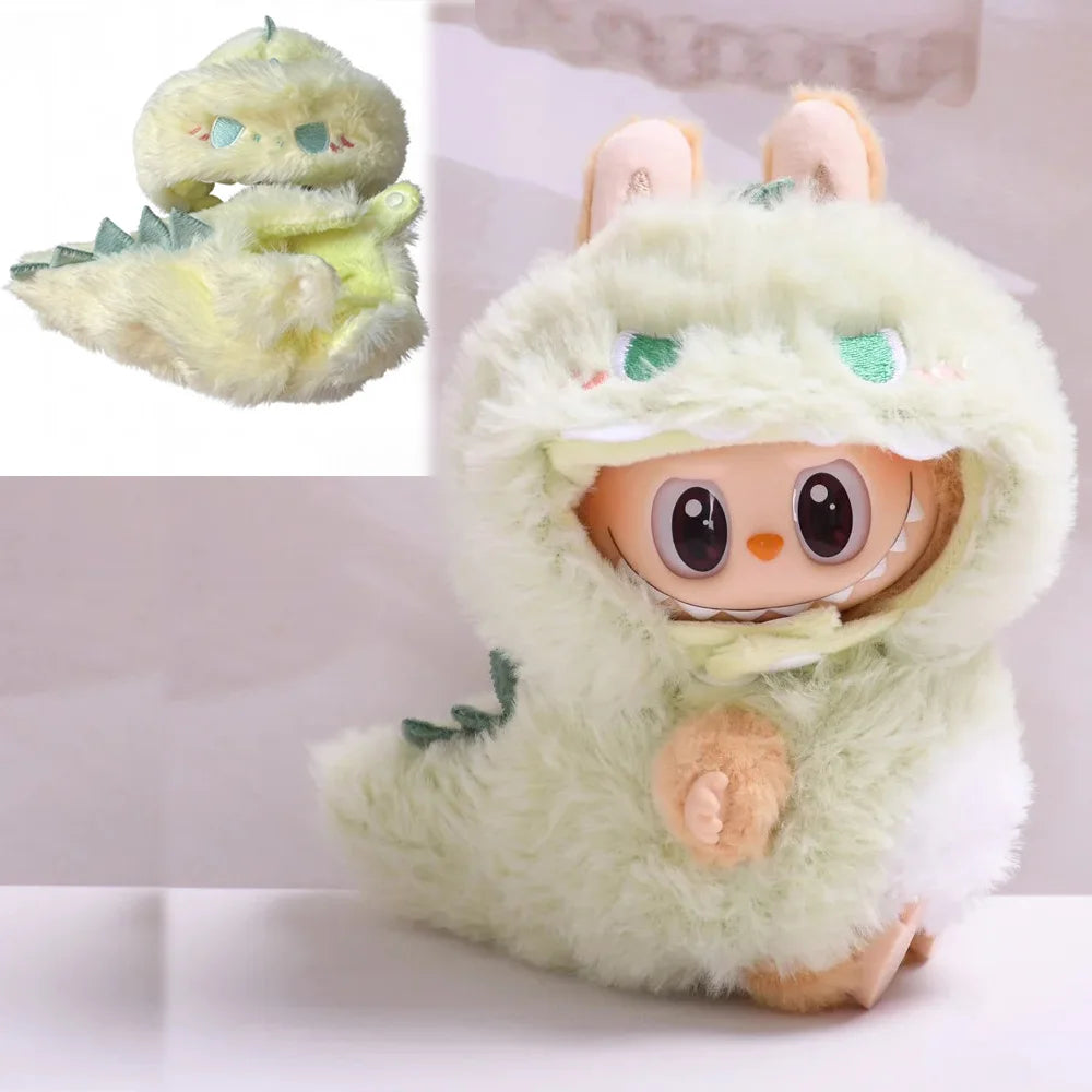 Doll Clothes For 15-17cm Labubu Pendant Sitting Baby Bee Dinosaur Shark Labubu Dolls Accessories Cute Decoration Little Clothes