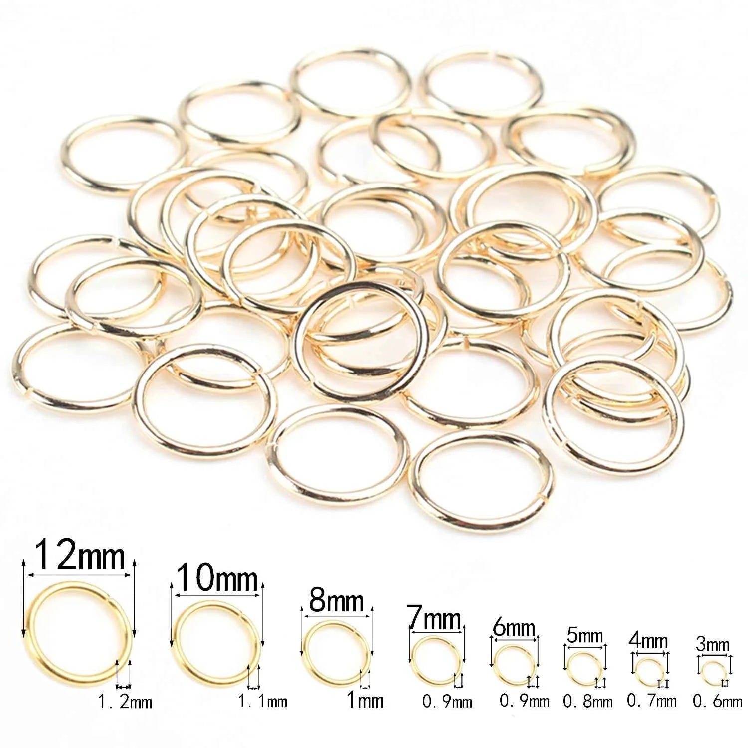 3-12mm Gold Silver Color Loops Open Jump Rings Metal Split Rings Connectors For Diy Jewelry Finding Making Accessories Supplies