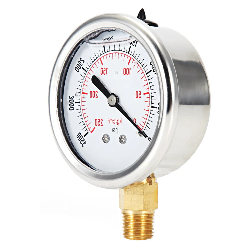 Fuel Pressure Gauge Fuel Pressure Liquid Filled Gauge Stainless Steel Hydraulic Liquid Filled Fuel Pressure Gauge 0-3500 PSI