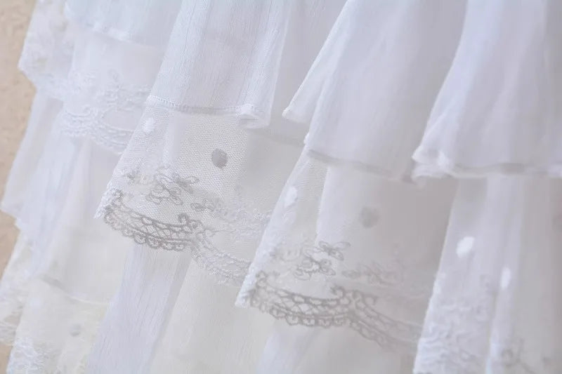 Short skirt white lace cake skirt skirt skirt female summer high waist thin a line skirt princess puffy skirt