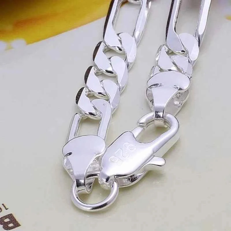 Wedding Nice Gift 925 Sterling Silver 6MM Chain Men Women Jewelry Fashion Beautiful Bracelet Free Shipping