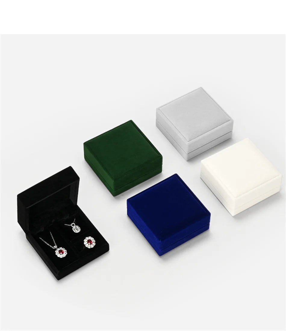 Oirlv Portable Velvet Jewelry Box Ring Box Necklace Pendant Storage Box Jewelry Accessories Wedding Gift Box Jewelry Organizer