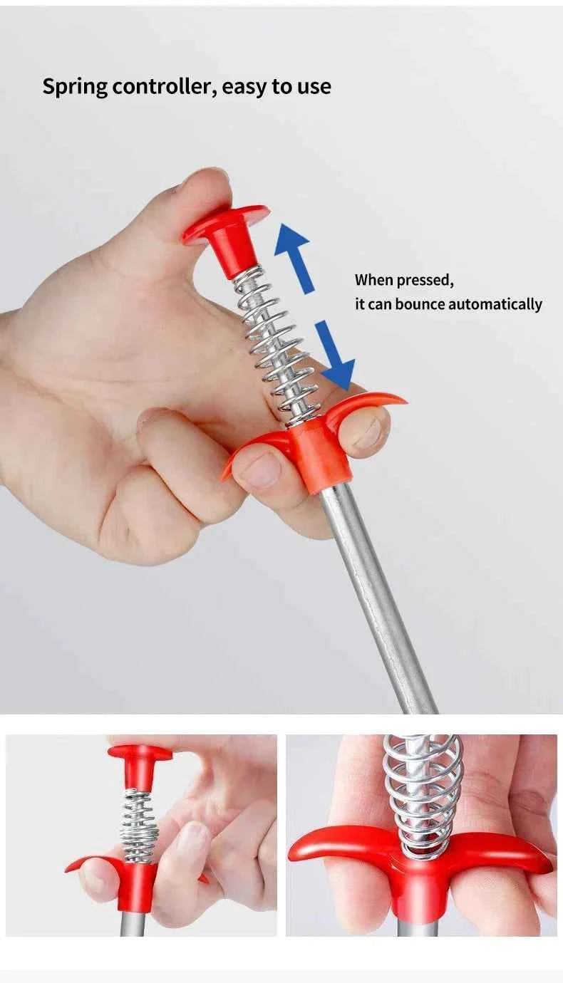 60cm Flexible Drain Snake Spring Pipe Cleaner Tool for Kitchen/Bathroom Sink Clogs (Heavy-Duty Hair & Debris Remover)