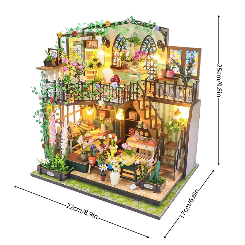 DIY Wooden Dollhouse Mini Building Kit Handmade Doll House Case Model 3D Puzzle Assembly With Furniture Toys For Christmas Gifts