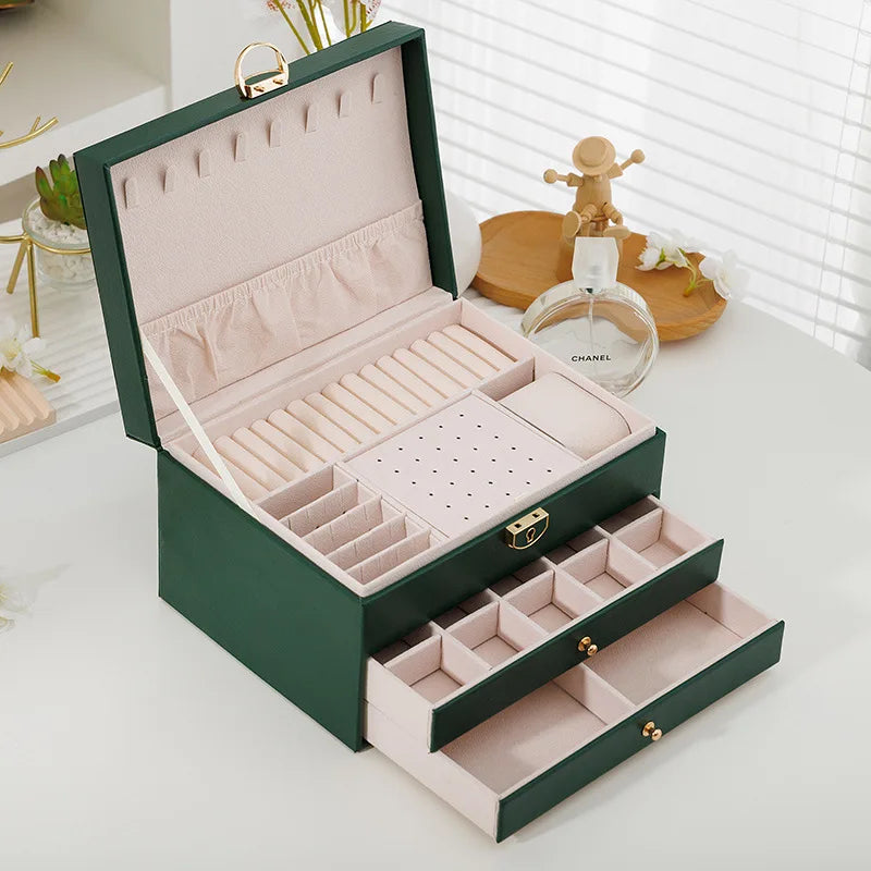 Portable Jewelry Storage Box Travel Organizer Jewelry Case Leather Storage Earrings Necklace Ring Jewelry Organizer Display