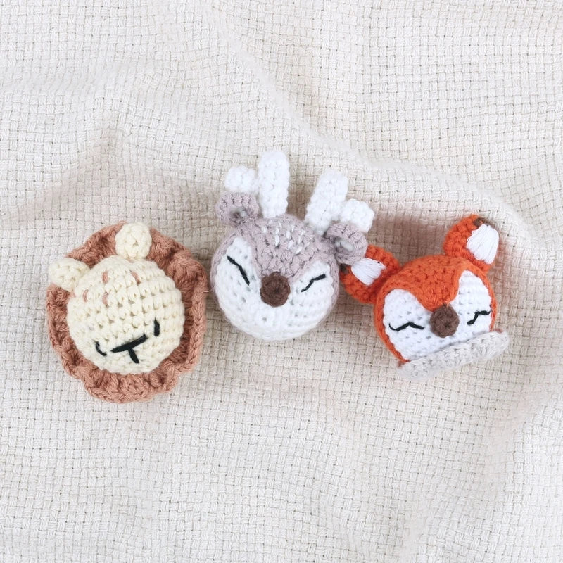 Crochet Animal Baby Pacifier Clip Accessories Handmade Knitted Bunny Teether Beads Newborn Nipple Clip Dummy Soother Holder Toy