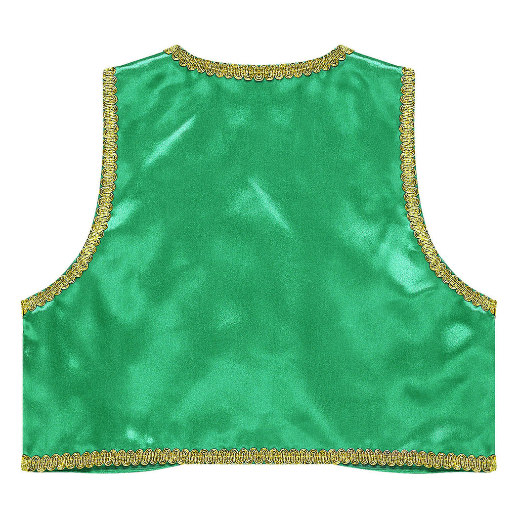 Children Boys Arabian Prince Costume Genies Vest Open Front Golden Genies Waistcoat for Party Halloween Cosplay Fancy Dress Up