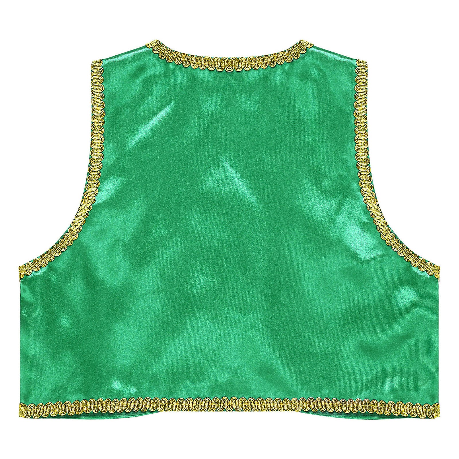 Children Boys Arabian Prince Costume Genies Vest Open Front Golden Genies Waistcoat for Party Halloween Cosplay Fancy Dress Up