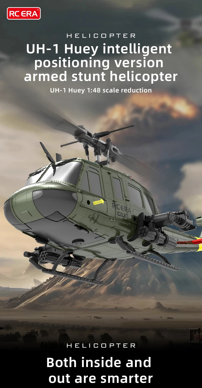 RC ERA C032 UH1 Huey Weathered Marine 6ch RC Helicopter with Optical Flow TOF Auto Stabilized Remote Control Hobby Toys for Boy