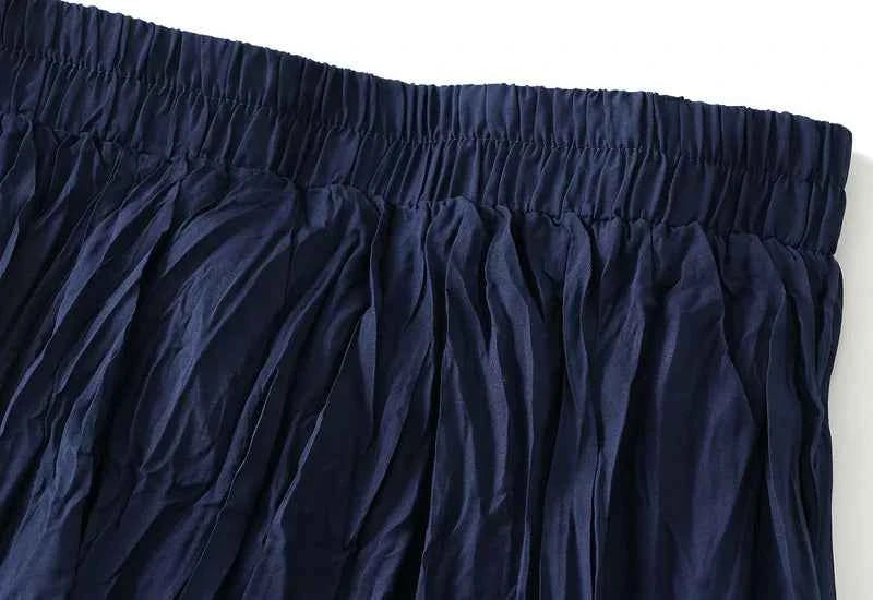 Light Luxury Irregular Slimming Pleated  A-line Skirt for Women High Waist Solid Color Loose Fashion Skirts Casual  Spring New