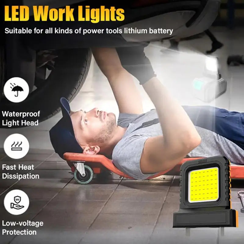 LED Work Light for Makita for 21V Li-ion Battery Power Tool Accessories Outdoor Camping Lamp for Vehicles Auto Car Repair Tool