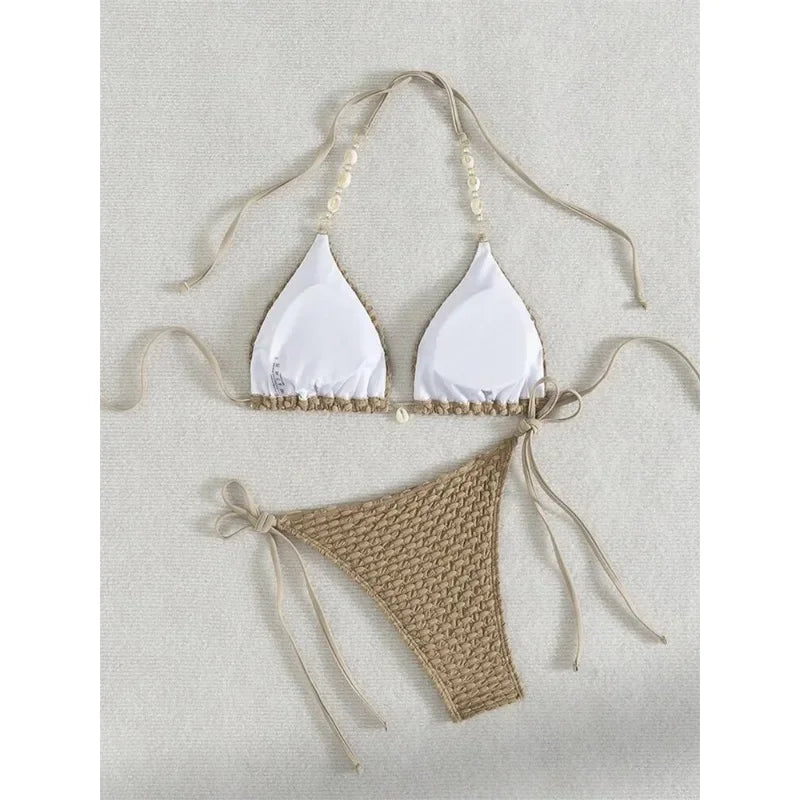 Circyy Sexy Bikini Set Women Swimsuit Two-Piece Swimwear Chic Decoration Halter Lace Up Backless Bathing 2026 Fashion Beachwear