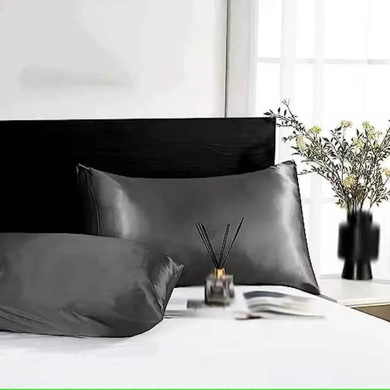 2pcs Satin Silk Pillowcase for Hair and Skin, Coral Pillow Cases Standard Size Set of Super Soft Pillow Case
